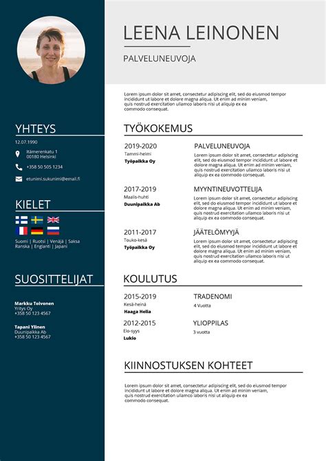 hyvä cv|Lataa maksuton CV